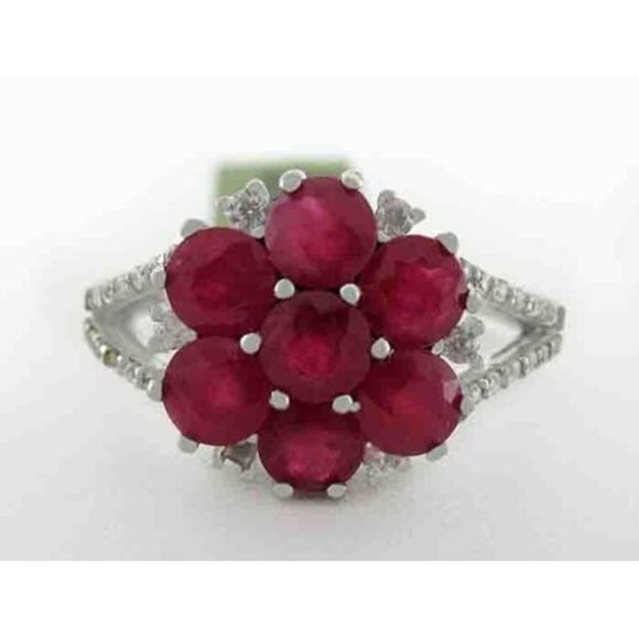 Genuine Rubies & Diamonds Ring .925 Silver